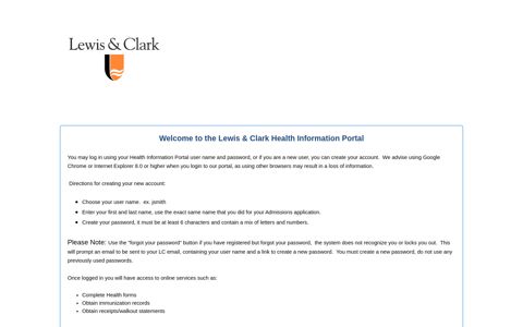 Login - Lewis & Clark Health Information Portal