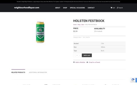 HOLSTEN FESTBOCK - Online Neighbourhood Liquor Store