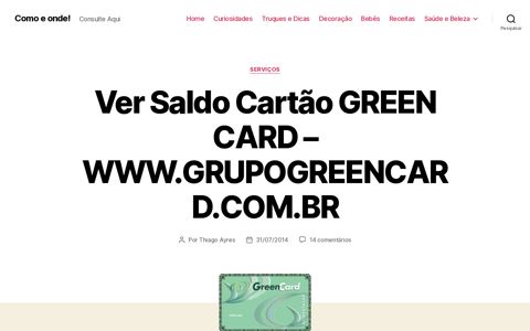 Ver Saldo Cartão GREEN CARD – WWW ...