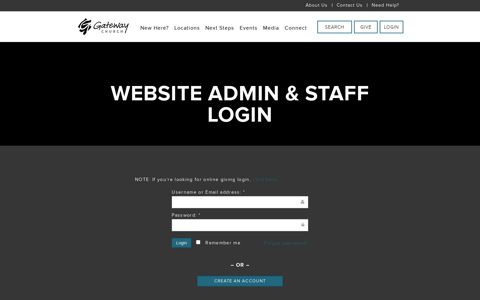 Website Admin & Staff Login | Gateway Church
