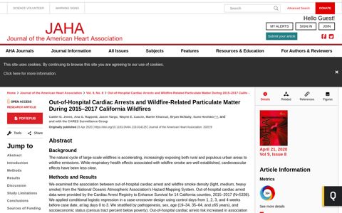 Out‐of‐Hospital Cardiac Arrests and Wildfire‐Related ...