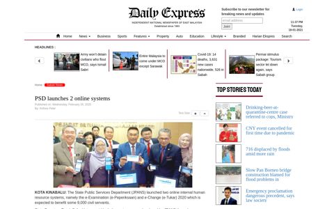 PSD launches 2 online systems | Daily Express Online ...