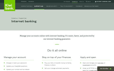 Internet banking | Support hub - Kiwibank