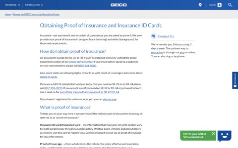 Obtaining Proof of Insurance and Insurance ID Cards | GEICO