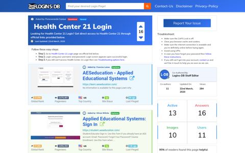 Health Center 21 Login - Logins-DB