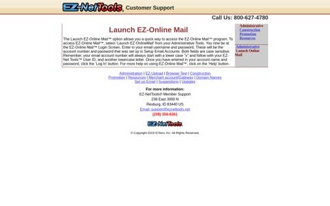 Launch EZ-Online Mail Administrative tools option - EZ-NetHelp