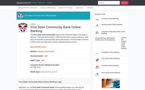 First State Community Bank Online Banking Login