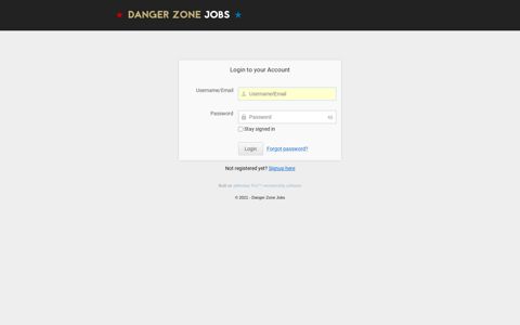 Please login - Danger Zone Jobs