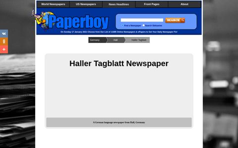 Haller Tagblatt Newspaper from Hall, Germany | Paperboy ...