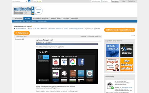 myHumax TV App Portal - Multimediaforum