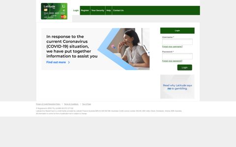 Latitude Eco MasterCard Online Service Centre