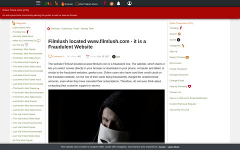 Filmlush located www.filmlush.com - it is a Fraudulent Website