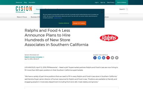 Ralphs and Food 4 Less Announce Plans to Hire Hundreds of ...