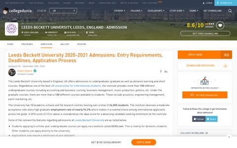 Leeds Beckett University 2020-2021 Admissions: Entry ...