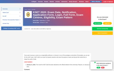 KSET 2020: Exam Date, Notification, Application Form, Login ...