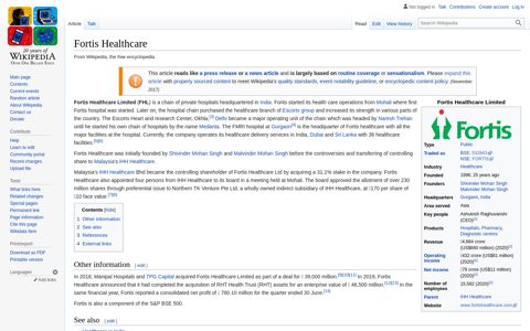 Fortis Healthcare - Wikipedia