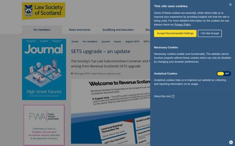 SETS upgrade – an update | Law Society of Scotland