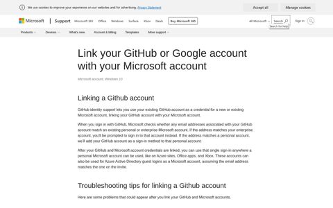 Link your GitHub or Google account with your Microsoft account