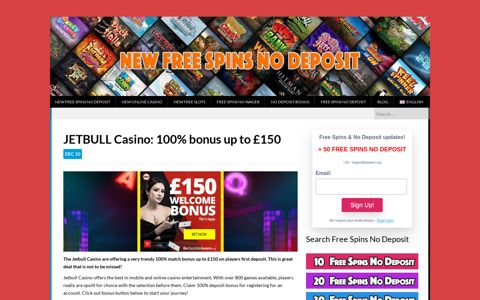 JETBULL Casino: 100% bonus up to £150 - New Free Spins ...