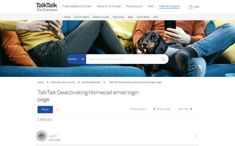 TalkTalk Deactivating Homecall email login page - TalkTalk ...