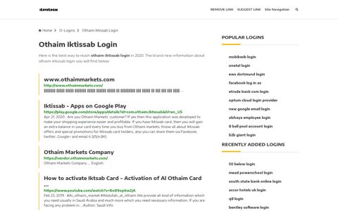 Othaim Iktissab Login ❤️ One Click Access - iLoveLogin