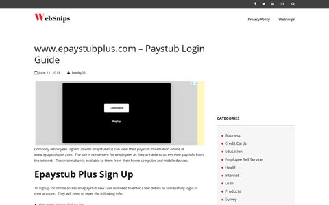 Epaystub Plus Sign Up - Websnips