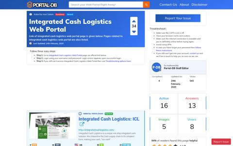 Integrated Cash Logistics Web Portal