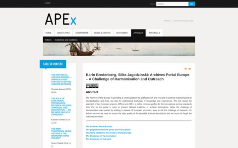 Archives Portal Europe – A Challenge of ... - APEx project
