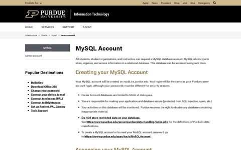 MySQL Account - Information Technology at Purdue