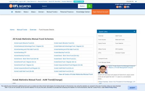 Kotak Mahindra Mutual Funds - IndiaInfoline