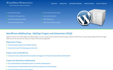 WordPress Webhosting FAQ - WP-Webhosting