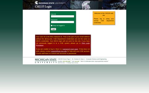 CSE335 Login - Michigan State University