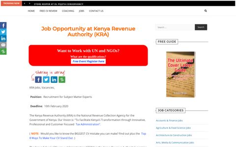 Job Opportunity at Kenya Revenue Authority (KRA) 2020