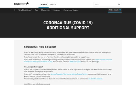Coronavirus Support | Customer Help & Support | Black Horse