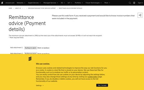 Remittance advice (Payment details) - Ericsson