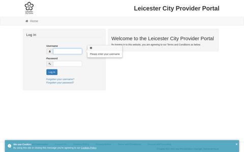 Leicester City Provider Portal - Log In