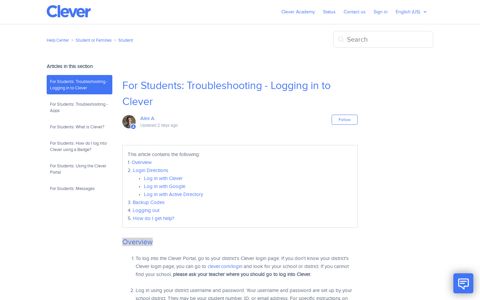 For Students: Troubleshooting - Logging in to Clever – Help ...