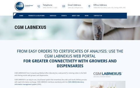 Web Portal LIMS Support for Cannabis Testing | CGM