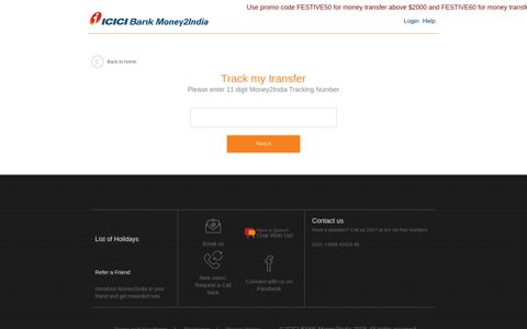 Track my transfer - Money2India - ICICI Bank