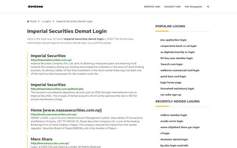 Imperial Securities Demat Login ❤️ One Click Access - iLoveLogin