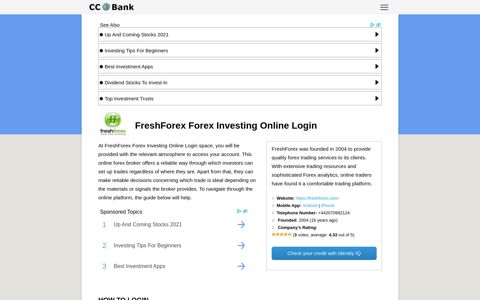 FreshForex Forex Investing Online Login - CC Bank