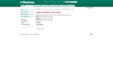 Login to Hackney Jobs Online - Hackney Council - Jobs at the ...