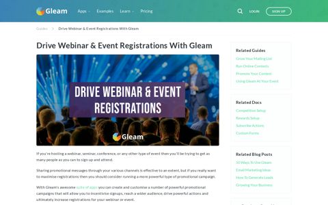 Drive Webinar & Event Registration With Gleam