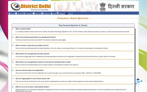 FAQs - e-District Delhi