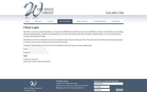 Login - Clients/Industries | Weiss Family & Associates P.C.