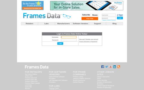Frames Data Login Page