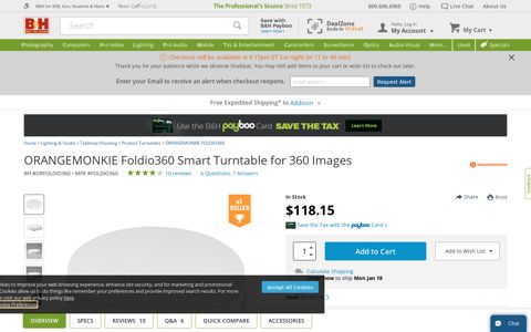 ORANGEMONKIE Foldio360 Smart Turntable for 360 Images ...