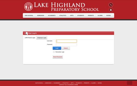 User Log In - Lake Highland Preparatory School
