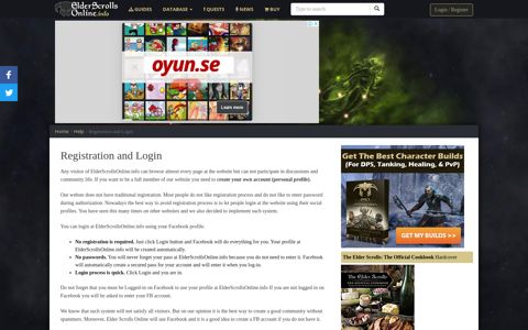 Registration and Login - Elder Scrolls Online (ESO)