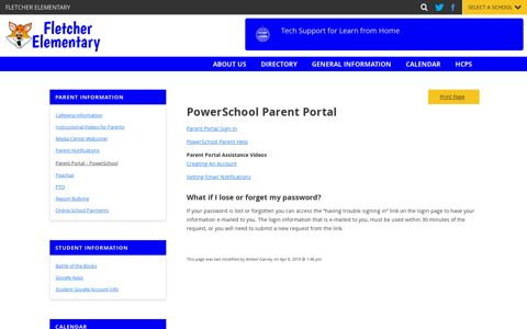 Parent Portal – PowerSchool – Fletcher Elementary